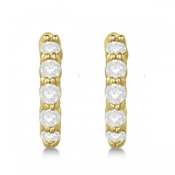 Hinged Hoop Diamond Huggie Style Earrings in 14k Yellow Gold (0.50ct)