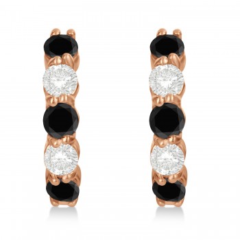 Prong Set Black & Lab White Diamond Hoop Earrings 14k Rose Gold (1.94ct)
