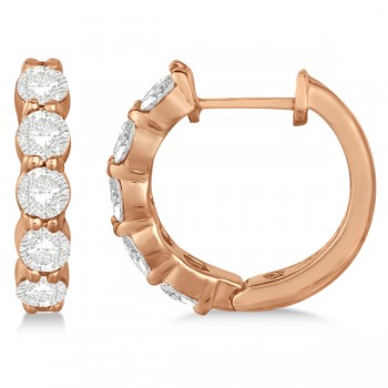 Hinged Hoop Lab Grown Diamond Huggie Style Earrings 14k Rose Gold (1.51ct)