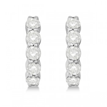 Hinged Hoop Lab Grown Lab Grown Diamond Huggie Style Earrings in 14k White Gold (1.51ct)