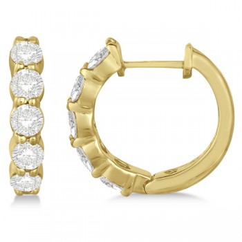Hinged Hoop Lab Grown Lab Grown Diamond Huggie Style Earrings in 14k Yellow Gold (1.51ct)