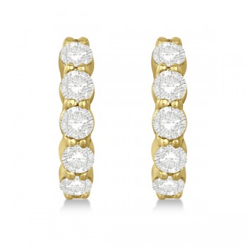 Hinged Hoop Lab Grown Diamond Huggie Style Earrings 14k Yellow Gold (1.51ct)