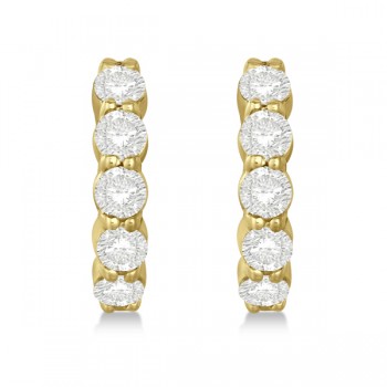 Hinged Hoop Lab Grown Lab Grown Diamond Huggie Style Earrings in 14k Yellow Gold (1.51ct)