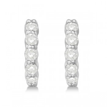 Hinged Hoop Lab Grown Diamond Huggie Style Earrings 14k White Gold (1.00ct)