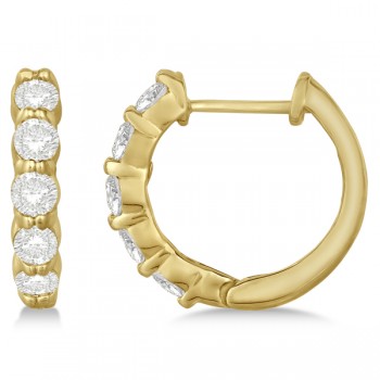 Hinged Hoop Lab Grown Diamond Huggie Style Earrings 14k Yellow Gold (1.00ct)