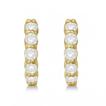 Hinged Hoop Lab Grown Lab Grown Diamond Huggie Style Earrings in 14k Yellow Gold (1.00ct)