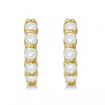 Hinged Hoop Lab Grown Diamond Huggie Style Earrings 14k Yellow Gold (1.00ct)