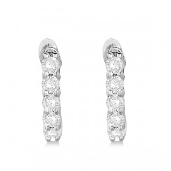 Hinged Hoop Lab Grown Diamond Huggie Style Earrings 14k White Gold (0.25ct)