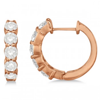 Hinged Hoop Lab Grown Diamond Huggie Style Earrings 14k Rose Gold (2.00ct)