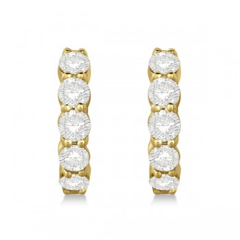 Hinged Hoop Lab Grown Lab Grown Diamond Huggie Style Earrings in 14k Yellow Gold (2.00ct)