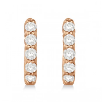 Hinged Hoop Lab Grown Diamond Huggie Style Earrings 14k Rose Gold (0.33ct)