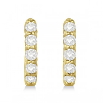 Hinged Hoop Lab Grown Lab Grown Diamond Huggie Style Earrings in 14k Yellow Gold (0.33ct)