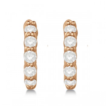 Hinged Hoop Lab Grown Diamond Huggie Style Earrings 14k Rose Gold (0.50ct)