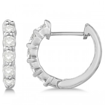 Hinged Hoop Lab Grown Lab Grown Diamond Huggie Style Earrings in 14k White Gold (0.50ct)