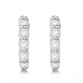 Hinged Hoop Lab Grown Lab Grown Diamond Huggie Style Earrings in 14k White Gold (0.50ct)