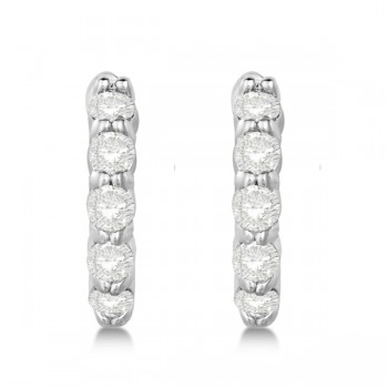 Hinged Hoop Lab Grown Diamond Huggie Style Earrings 14k White Gold (0.50ct)