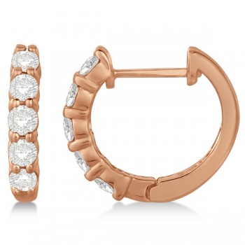 Hinged Hoop Lab Grown Diamond Huggie Style Earrings 14k Rose Gold (0.75ct)