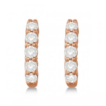 Hinged Hoop Lab Grown Diamond Huggie Style Earrings 14k Rose Gold (0.75ct)