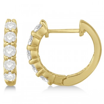 Hinged Hoop Lab Grown Lab Grown Diamond Huggie Style Earrings in 14k Yellow Gold (0.75ct)