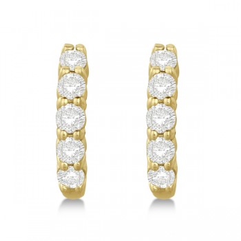 Hinged Hoop Lab Grown Lab Grown Diamond Huggie Style Earrings in 14k Yellow Gold (0.75ct)
