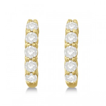 Hinged Hoop Lab Grown Lab Grown Diamond Huggie Style Earrings in 14k Yellow Gold (0.75ct)