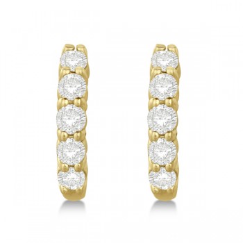 Hinged Hoop Lab Grown Diamond Huggie Style Earrings 14k Yellow Gold (0.75ct)