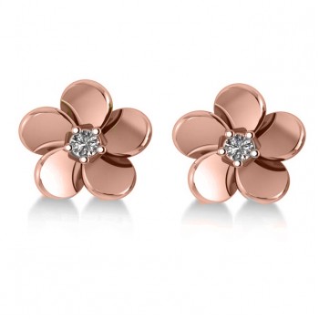 Diamond Flower Blossom Stud Earrings 14k Rose Gold (0.06ct)