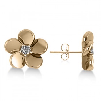 Diamond Flower Blossom Stud Earrings 14k Yellow Gold (0.06ct)