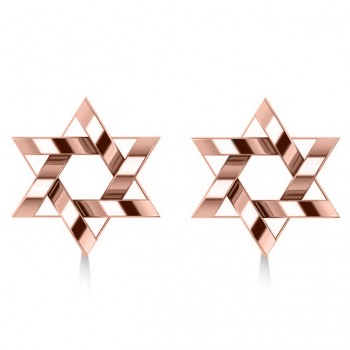 Contemporary Jewish Star of David Earrings in 14k Rose Gold