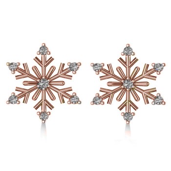 Diamond Snowflake Winter Earrings 14k Rose Gold (0.15ct)