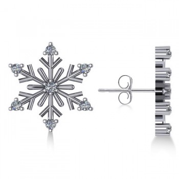 Diamond Snowflake Winter Earrings in 14k White Gold (0.15ct)