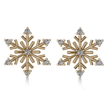 Diamond Snowflake Winter Earrings 14k Yellow Gold (0.15ct)