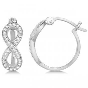 Diamond Infinity Style Hinged Hoop Earrings 14k White Gold 0.33ct