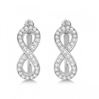 Diamond Infinity Style Hinged Hoop Earrings 14k White Gold 0.33ct