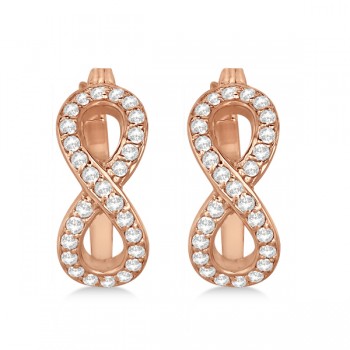 Infinity Shaped Hinged Hoop Diamond Earrings 14k Rose Gold 0.50ct