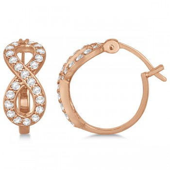 Infinity Shaped Hinged Hoop Diamond Earrings 14k Rose Gold 0.75ct