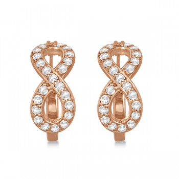 Infinity Shaped Hinged Hoop Diamond Earrings 14k Rose Gold 0.75ct