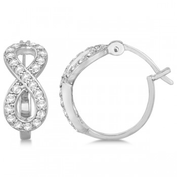 Infinity Shaped Hinged Hoop Diamond Earrings 14k White Gold 0.75ct