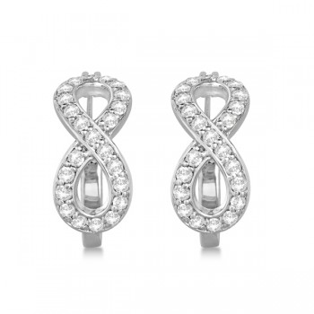 Infinity Shaped Hinged Hoop Diamond Earrings 14k White Gold 0.75ct