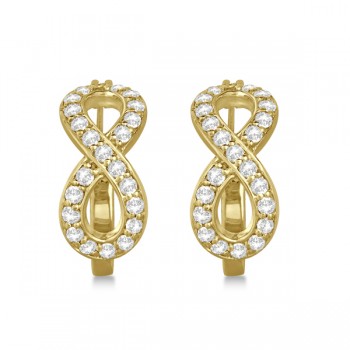 Infinity Shaped Hinged Hoop Diamond Earrings 14k Yellow Gold 0.75ct