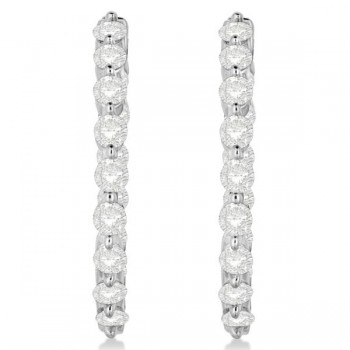 Inside Out Diamond Hoop Earrings Prong Set in 14k White Gold 2.00ct