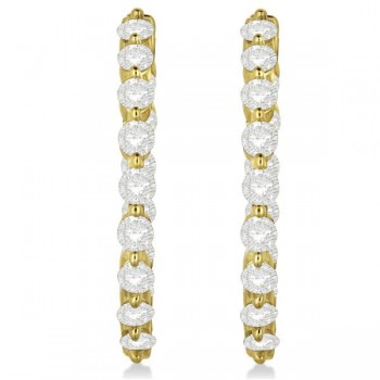 Inside Out Diamond Hoop Earrings Prong Set in 14k Yellow Gold 2.00ct