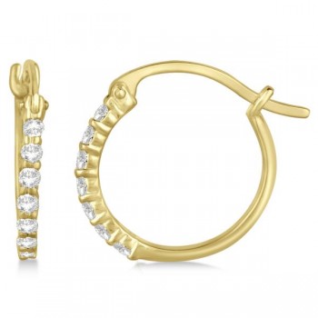 Genuine Diamond Hoop Earrings Pave Set in 14k Yellow Gold 0.25ct