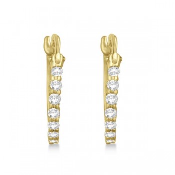 Genuine Diamond Hoop Earrings Pave Set in 14k Yellow Gold 0.25ct