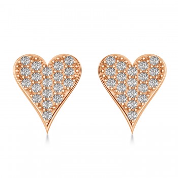 Diamond Pave Elongated Heart Earrings 14k Rose Gold (0.38ct)