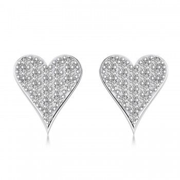 Diamond Pave Elongated Heart Earrings 14k White Gold (0.38ct)