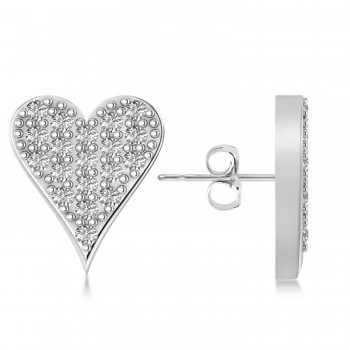 Diamond Pave Elongated Heart Earrings 14k White Gold (0.38ct)