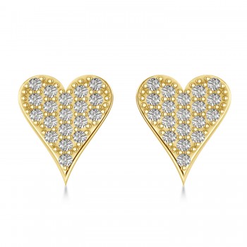 Diamond Pave Elongated Heart Earrings 14k Yellow Gold (0.38ct)