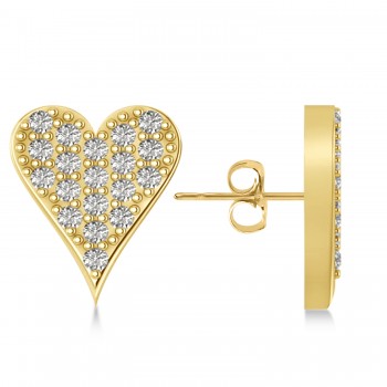 Diamond Pave Elongated Heart Earrings 14k Yellow Gold (0.38ct)