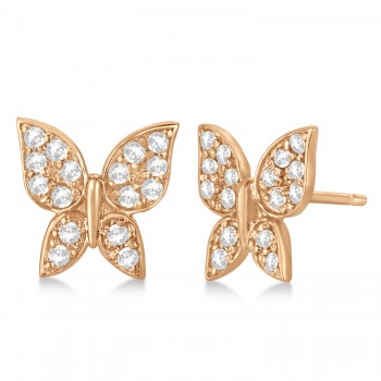 Diamond Butterfly Stud Earrings 14k Rose Gold (0.30ct)